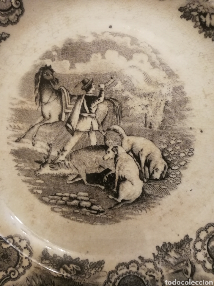 Antigüedades: Plato de cartagena. Motivos de caza - Foto 2 - 188833318