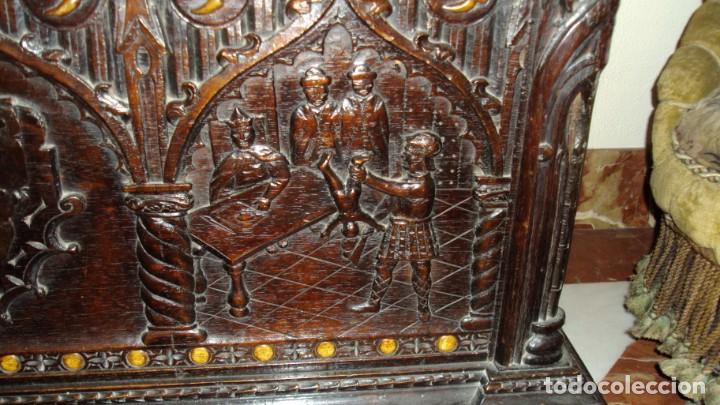 Antig&uuml;edades: Arc&oacute;n / ba&uacute;l macizo tallado a mano. - Foto 5