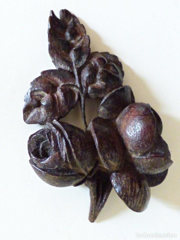 Antig&uuml;edades: ROSA TALLADA EN MADERA 8X6CM - Foto 3