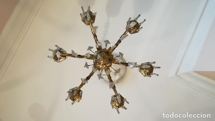 Antig&uuml;edades: LAMPARA DE ARA&Ntilde;A DE BRONCE Y CRISTAL - Foto 1