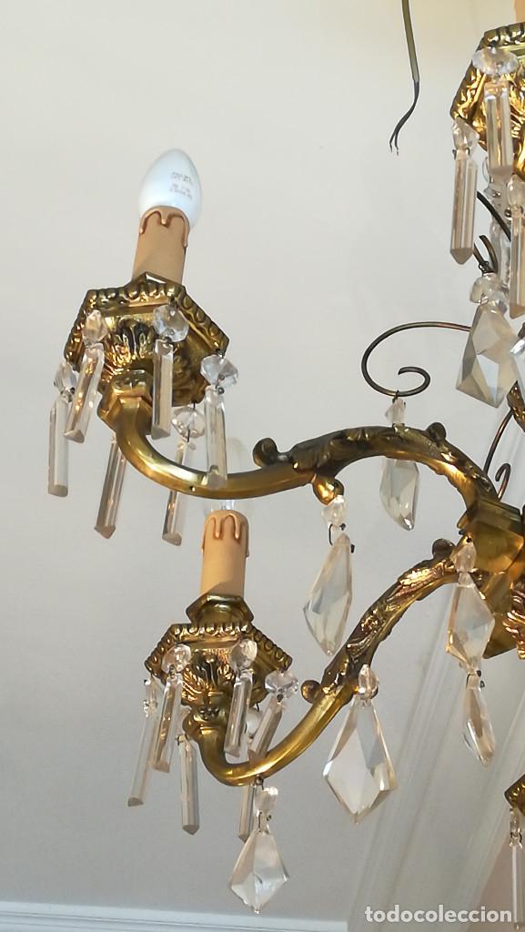 Antig&uuml;edades: LAMPARA DE ARA&Ntilde;A DE BRONCE Y CRISTAL - Foto 4