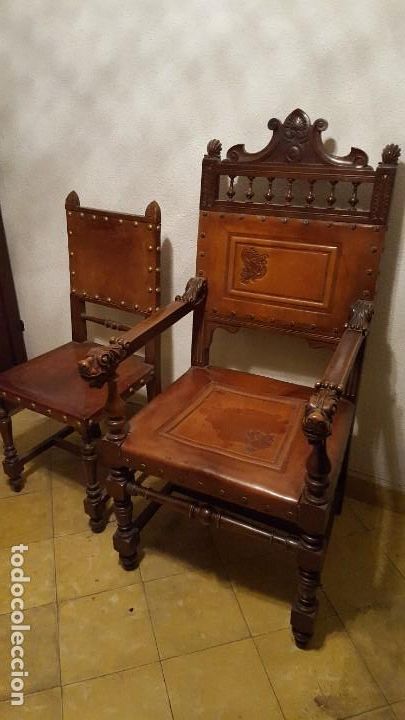 Antig&uuml;edades: Despacho notarial: Escritorio, Sill&oacute;n cornupial, sillas - Foto 3