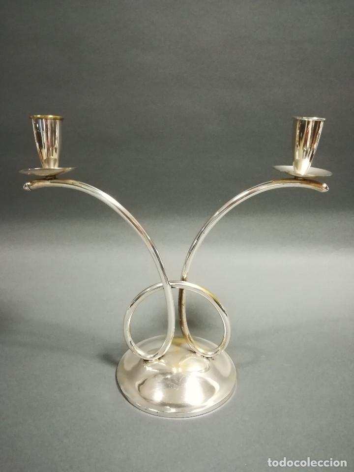 Antig&uuml;edades: CANDELABRO PLATEADO ART DEC&Oacute; - Foto 1