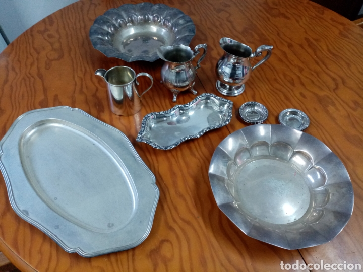 Antig&uuml;edades: Lote de 9 piezas de alpaca - Foto 1