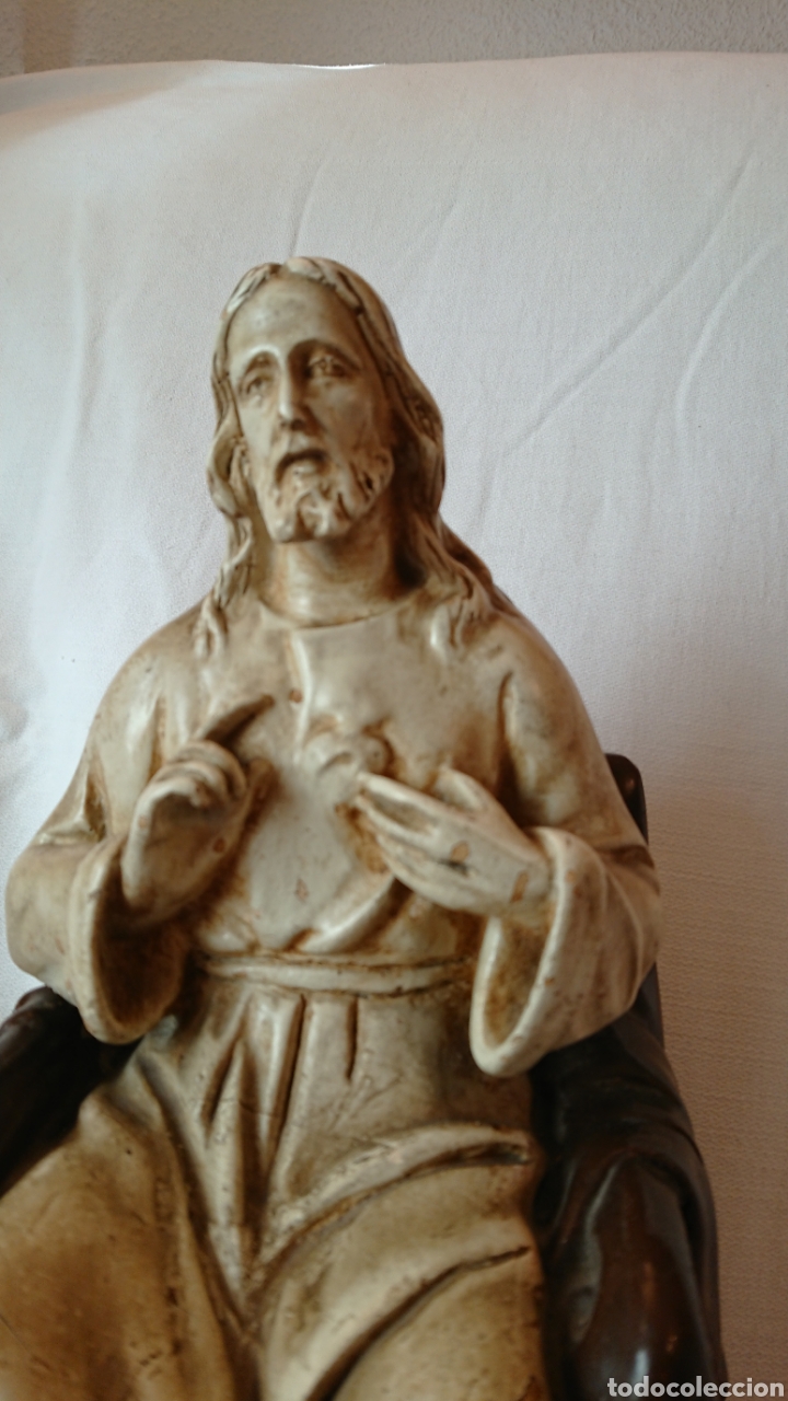 Antig&uuml;edades: ANTIGUO SAGRADO CORAZ&Oacute;N DE ESTUCO - Foto 6