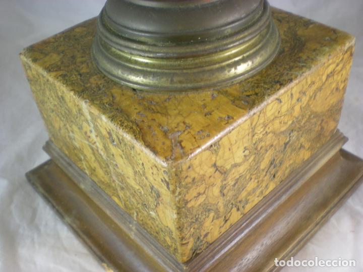 Antig&uuml;edades: Pie de Lampara - Base de Corcho - Laton y Madera - 50CM - Foto 7