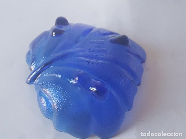Antig&uuml;edades: CENTRO DE CRISTAL HOJA AZUL COBALTO. - Foto 7