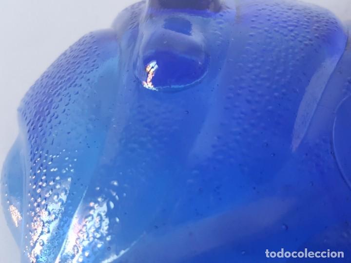 Antig&uuml;edades: CENTRO DE CRISTAL HOJA AZUL COBALTO. - Foto 9