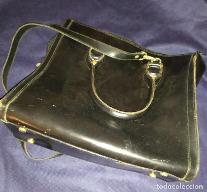 Antig&uuml;edades: BOLSO CUERO NEGRO - Foto 1