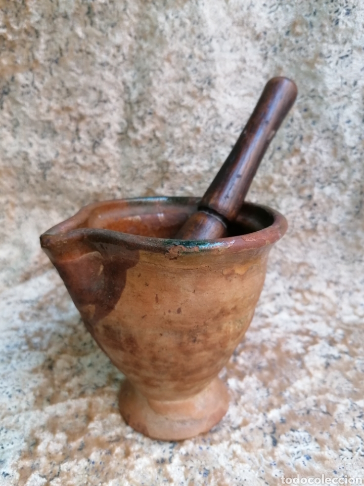 muy antiguo mortero mexicano de cerámica con ma - Compra venta en  todocoleccion