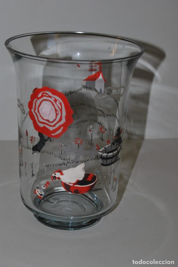 Antiquit&eacute;s: PRECIOSO JARR&Oacute;N DE CRISTAL PINTADO A MANO - MOTIVOS INFANTILES - ANIMALES GRANJA - A&Ntilde;OS 20-30