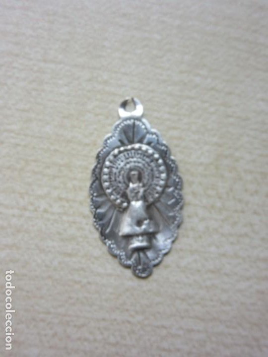 Antigüedades: Medalla de plata de Nuestra Señora del Pilar Posible principios siglo XX - Foto 3 - 190354308