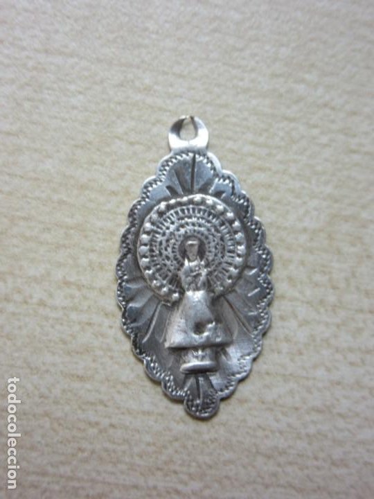 Antigüedades: Medalla de plata de Nuestra Señora del Pilar Posible principios siglo XX - Foto 1 - 190354308
