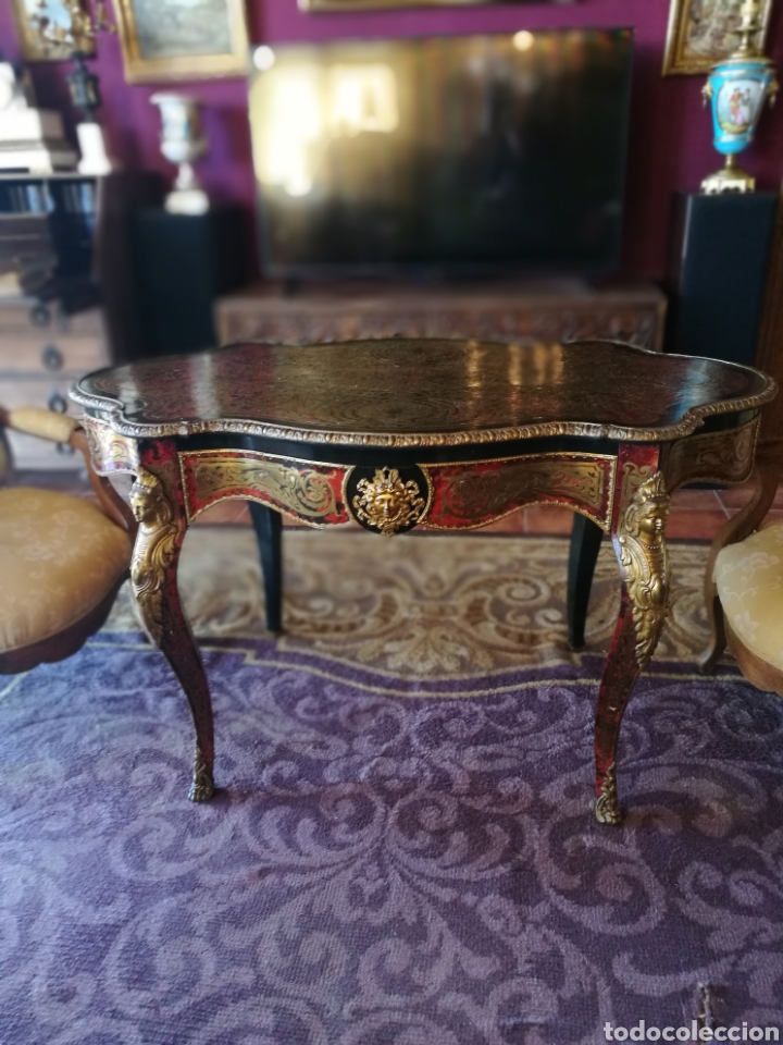 Antig&uuml;edades: Mesa de boulle siglo XIX - Foto 5
