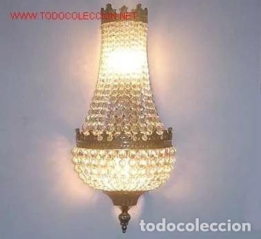 Antig&uuml;edades: PAREJA DE APLIQUES DE BRONCE Y CRISTAL DE ROCA - Foto 3