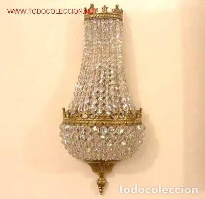 Antig&uuml;edades: PAREJA DE APLIQUES DE BRONCE Y CRISTAL DE ROCA - Foto 5