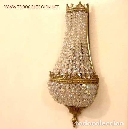Antig&uuml;edades: PAREJA DE APLIQUES DE BRONCE Y CRISTAL DE ROCA - Foto 6