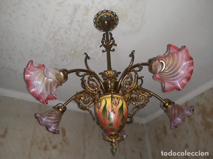 Antig&uuml;edades: L&aacute;mpara de techo de cinco brazos. Finales del S.XIX. - Foto 1