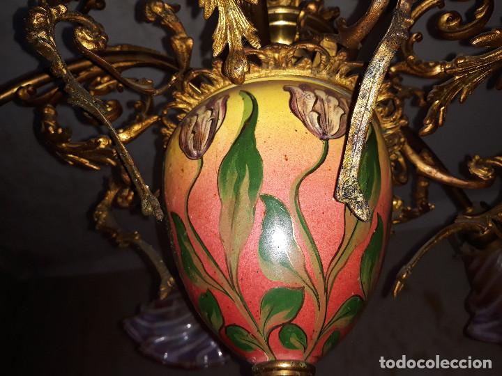 Antig&uuml;edades: L&aacute;mpara de techo de cinco brazos. Finales del S.XIX. - Foto 2