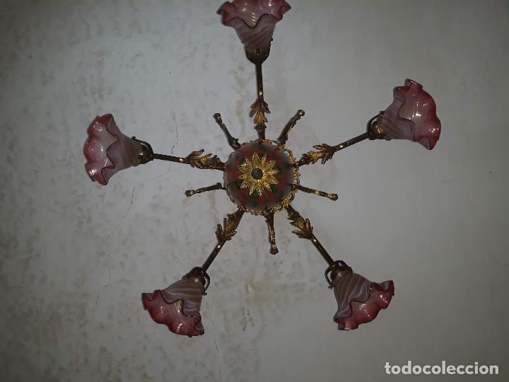 Antig&uuml;edades: L&aacute;mpara de techo de cinco brazos. Finales del S.XIX. - Foto 3