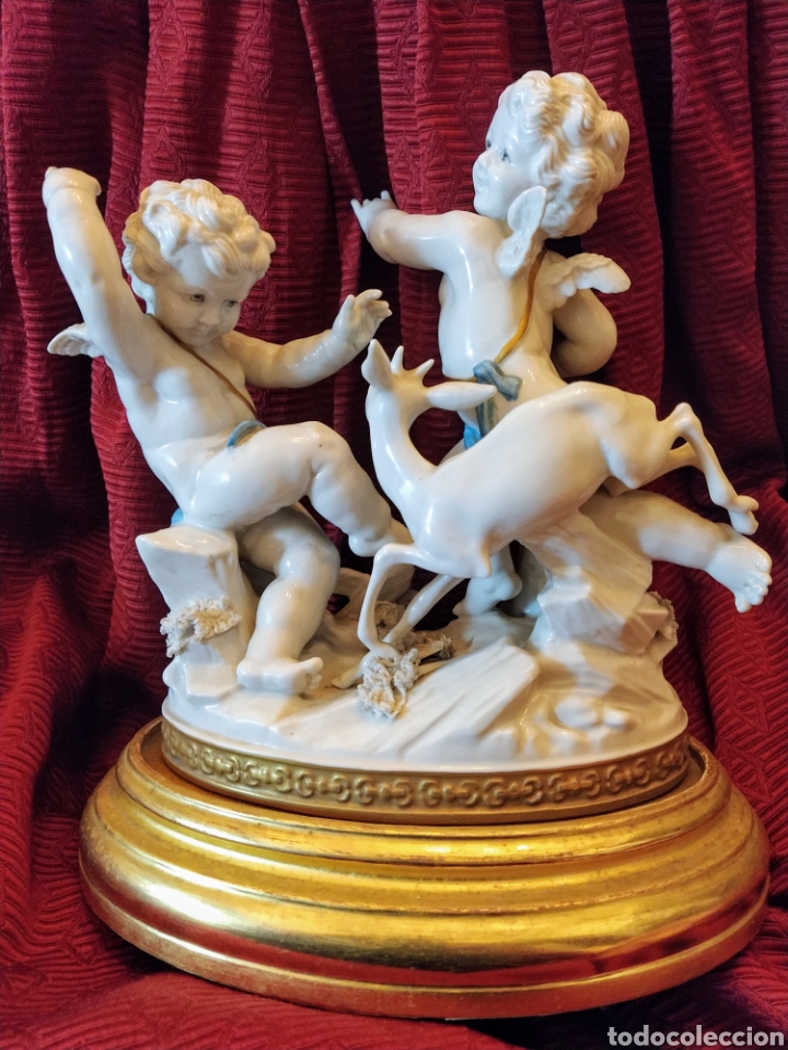 Antig&uuml;edades: Grupo de querubines porcelana de Algora. - Foto 1