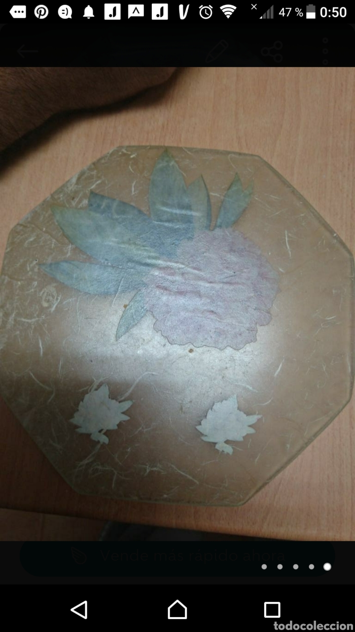 Antig&uuml;edades: Antiguo plato de cristal octogonal - Foto 2