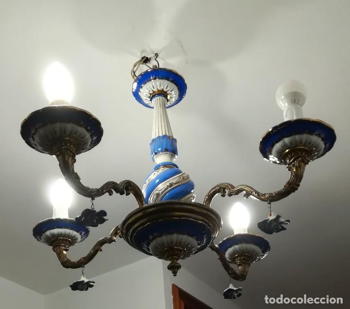 Antig&uuml;edades: L&aacute;mpara de cer&aacute;mica bronce y lat&oacute;n - Foto 6