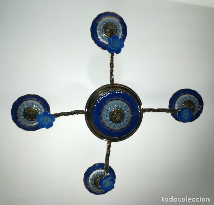 Antig&uuml;edades: L&aacute;mpara de cer&aacute;mica bronce y lat&oacute;n - Foto 8