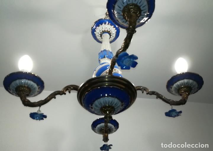 Antig&uuml;edades: L&aacute;mpara de cer&aacute;mica bronce y lat&oacute;n - Foto 1