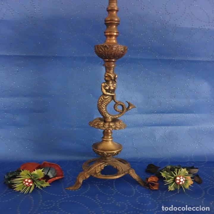Antig&uuml;edades: PI&Eacute; DE L&Aacute;MPARA MODIFICADO EN BRONCE - Foto 2