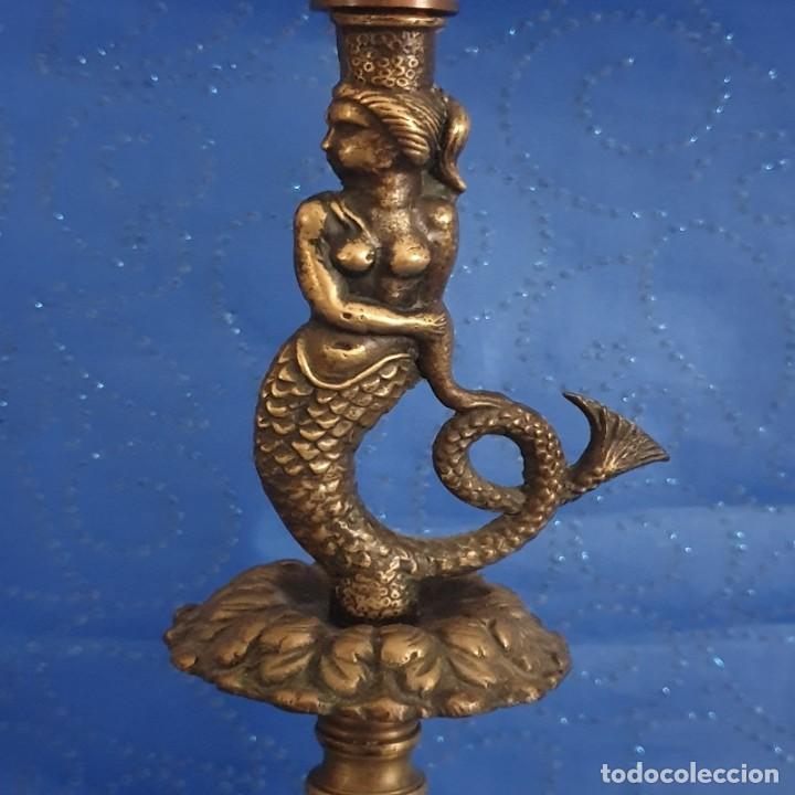 Antig&uuml;edades: PI&Eacute; DE L&Aacute;MPARA MODIFICADO EN BRONCE - Foto 3