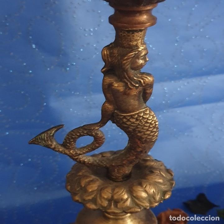 Antig&uuml;edades: PI&Eacute; DE L&Aacute;MPARA MODIFICADO EN BRONCE - Foto 4