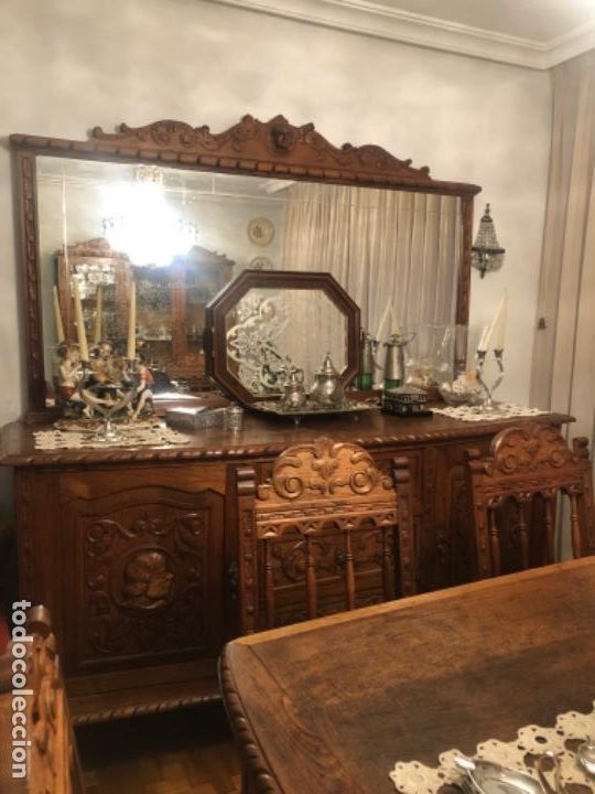Antig&uuml;edades: Comedor completo de casta&ntilde;o antiguo - Foto 4