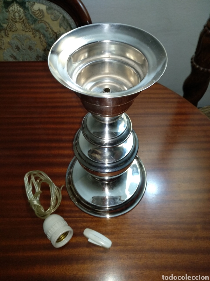 Antig&uuml;edades: Pie de l&aacute;mpara silver gena plata. 28cm. - Foto 2