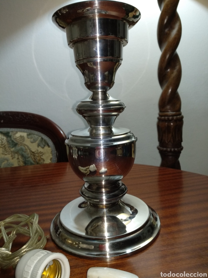 Antig&uuml;edades: Pie de l&aacute;mpara silver gena plata. 28cm. - Foto 3