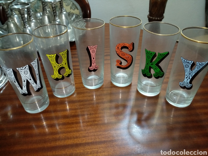 Antig&uuml;edades: Antiguos vasos de whisky. A&ntilde;os 50. 16cm.