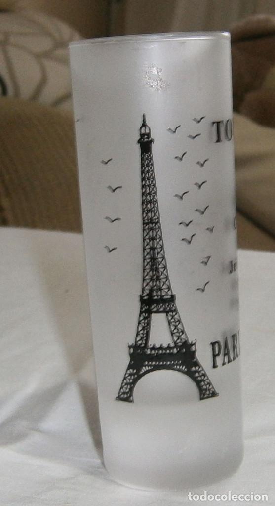 Antig&uuml;edades: vaso cristal biselado rdo de paris con mini biografia de la torre eiffel - Foto 2
