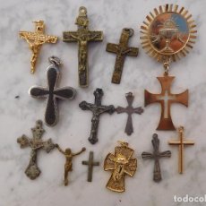 Antigüedades: LOTE DE 13 CRUCES ANTIGUAS RELIGIOSAS