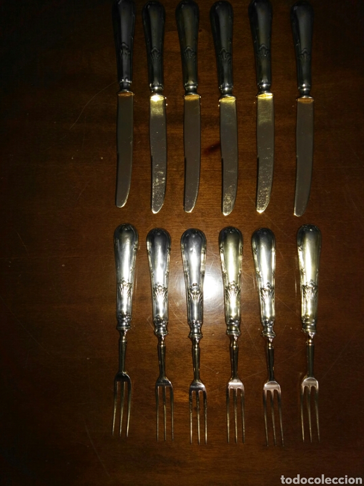 Antig&uuml;edades: Cubiertos antiguos de postre. Plata - Foto 2