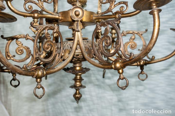 Antig&uuml;edades: LAMPARA DE BRONCE 9 LUCES, DE GAS, C. 1900 - Foto 3