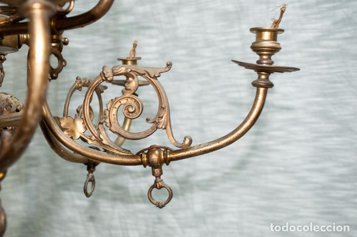Antig&uuml;edades: LAMPARA DE BRONCE 9 LUCES, DE GAS, C. 1900 - Foto 5