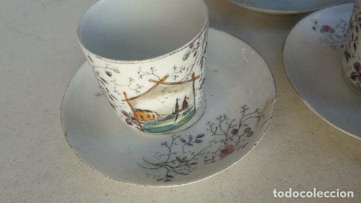 Antig&uuml;edades: 3 tazas completas decoradas francesas - Foto 2