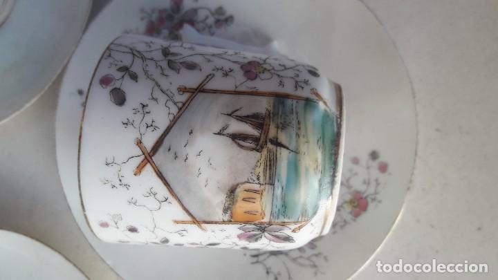 Antig&uuml;edades: 3 tazas completas decoradas francesas - Foto 5