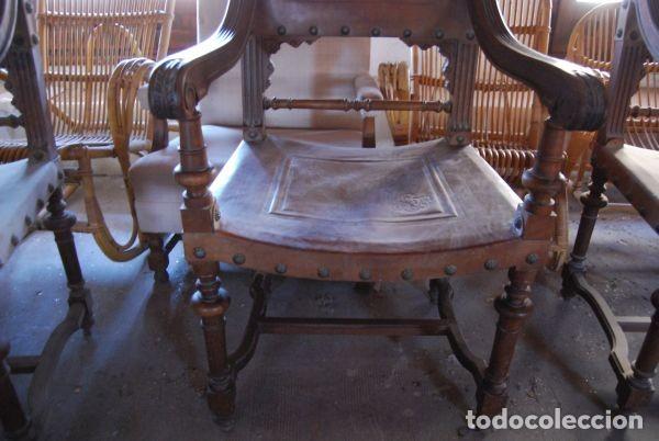 Antig&uuml;edades: Sill&oacute;n de madera y cuero - Foto 6