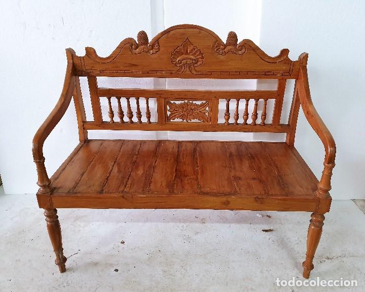 Antig&uuml;edades: BANCO ESCA&Ntilde;O SOFA TALLADO - Foto 4