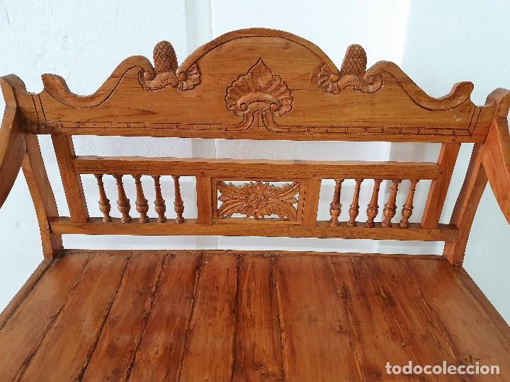 Antig&uuml;edades: BANCO ESCA&Ntilde;O SOFA TALLADO - Foto 5