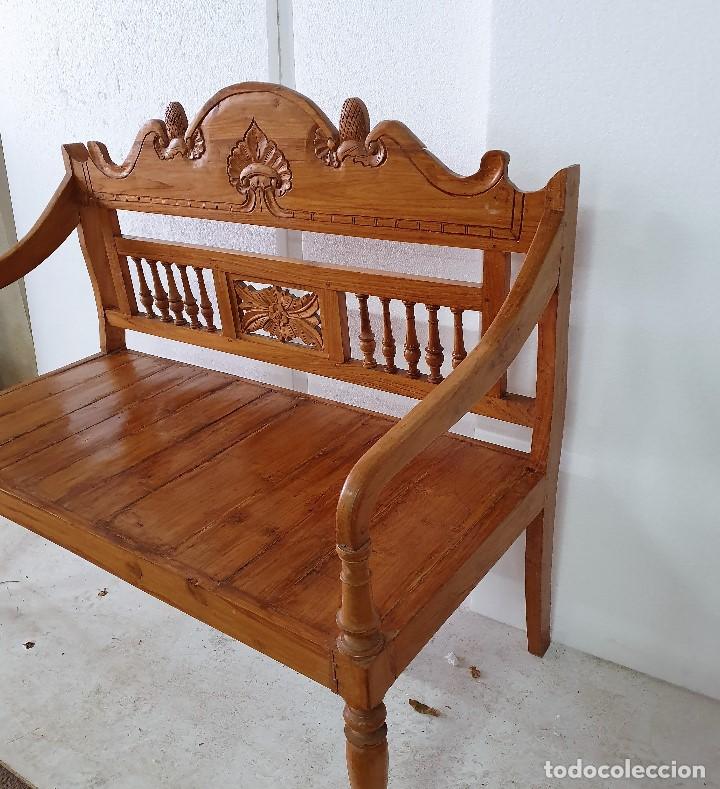 Antig&uuml;edades: BANCO ESCA&Ntilde;O SOFA TALLADO - Foto 3