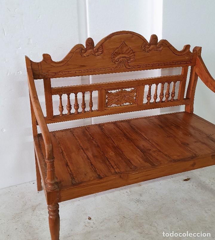 Antig&uuml;edades: BANCO ESCA&Ntilde;O SOFA TALLADO - Foto 6