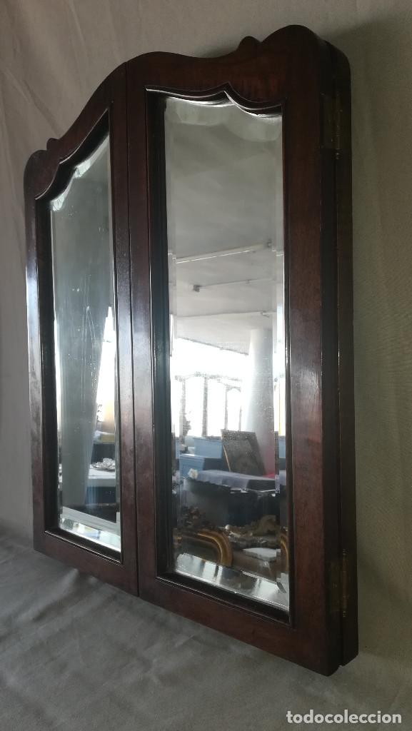 Antig&uuml;edades: ESPEJO TRIPTICO CON CRISTAL BISELADO ANTIGUO - Foto 5