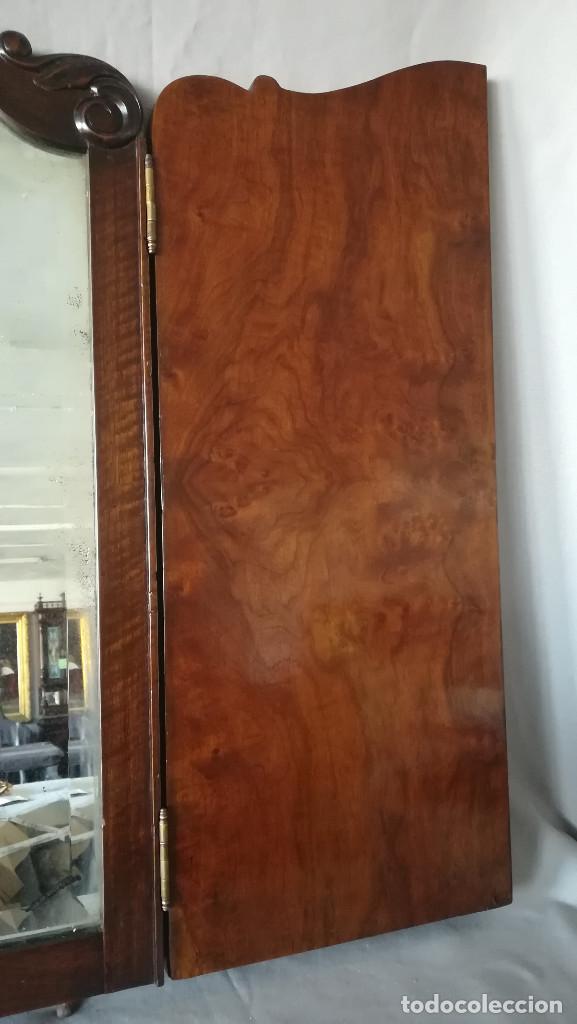 Antig&uuml;edades: ESPEJO TRIPTICO CON CRISTAL BISELADO ANTIGUO - Foto 8